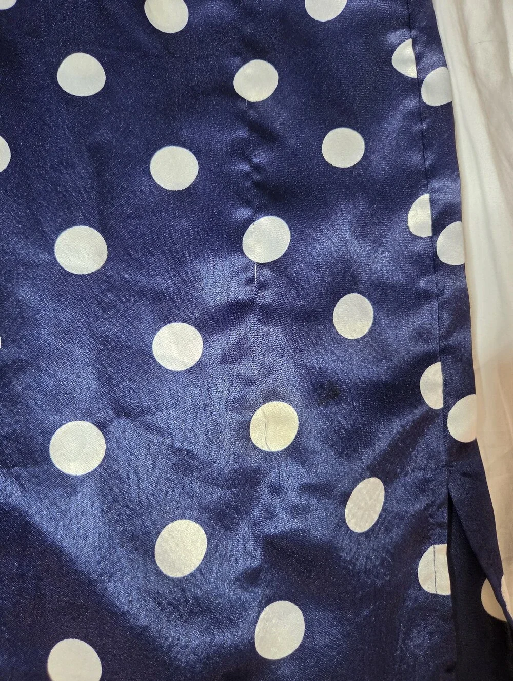 Vintage Nordstrom Satin Polka Dot Sleepshirt Shoulder Pads Nightshirt Large